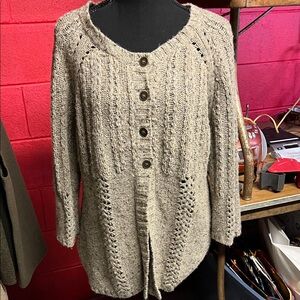 Ruff Hewn Taupe Knit Cardigan